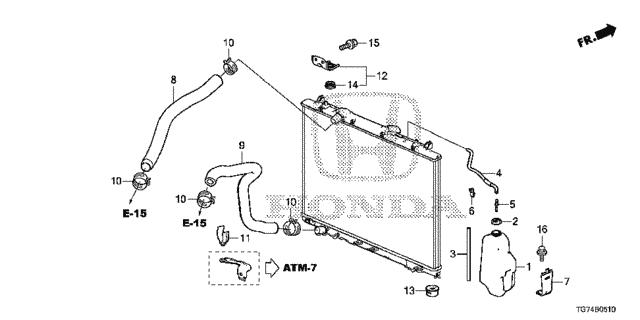 Radiator Hose - Reserve Tank (1) for 2017 Honda Pilot #0