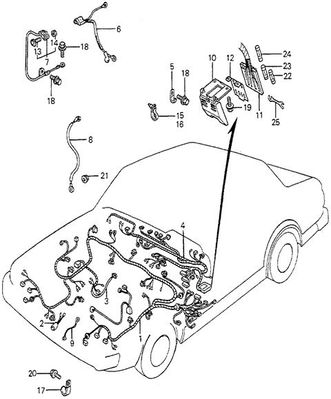 ELECTRICAL / EXHAUST / HEATER / FUEL/CABIN WIRE HARNESS - BATTERY COVER for 1981 Honda ACCORD SEDAN #1