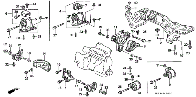 Body/Air Conditioning/Engine Mount (1) for 1992 Honda CIVIC HATCHBACK #1