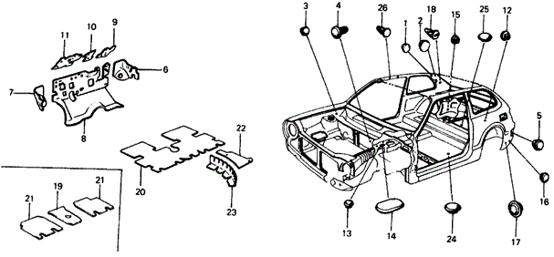 INTERIOR / BUMPER/INSULATOR for 1977 Honda CIVIC COUPE #1