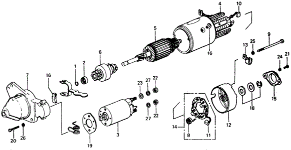 ENGINE/STARTER MOTOR COMPONENTS (HITACHI) ('77) (KL) for 1977 Honda CIVIC HATCHBACK #1