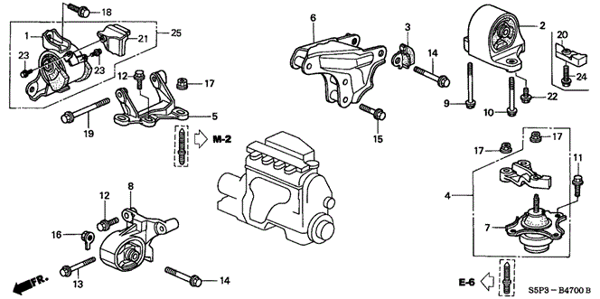 BODY / AIR CONDITIONING/ENGINE MOUNTS (MT) for 2003 Honda CIVIC COUPE #1