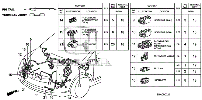 ELECTRICAL / EXHAUST / HEATER / FUEL/ELECTRICAL CONNECTORS (FR.) for 2010 Honda CIVIC SEDAN #1