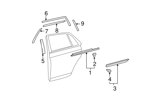 Exterior Trim - Rear Door for 2008 Toyota Avalon #0