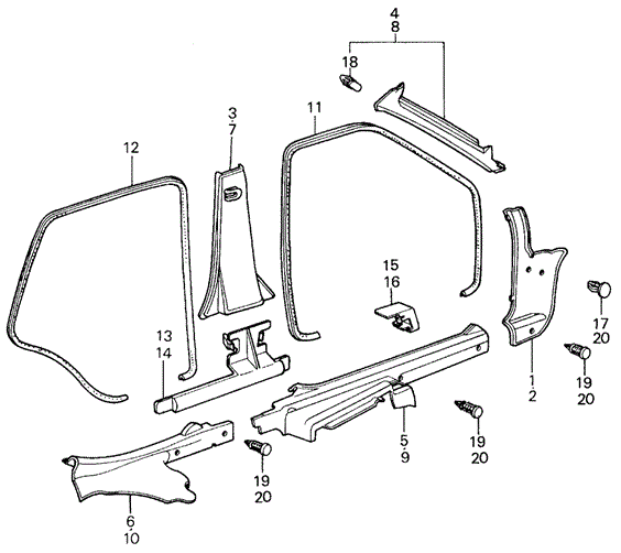 INTERIOR / BUMPER/SIDE GARNISH - DOOR OPENINGTRIM (2) for 1982 Honda CIVIC 5-DOOR #1