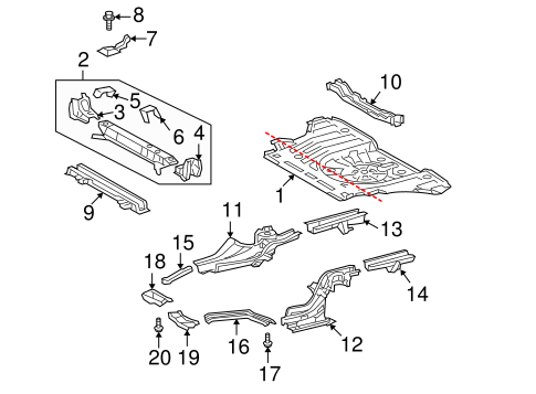 BODY/REAR FLOOR & RAILS for 2006 Scion tC #1