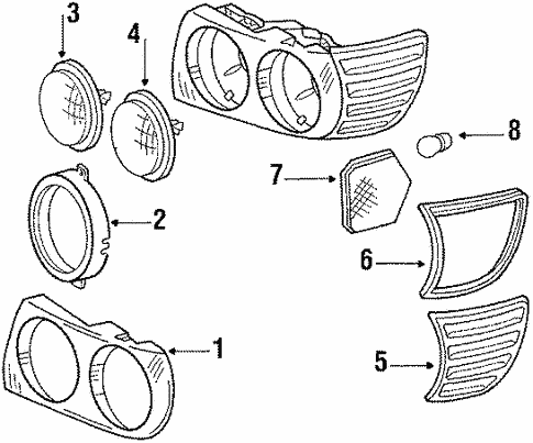 Front Lamps for 1989 Mercedes-Benz 560 SL #0