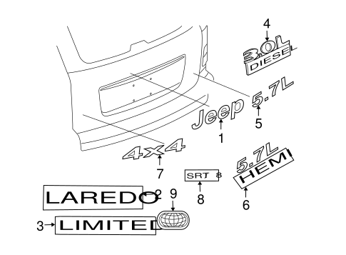 Grand Cherokee EXTERIOR TRIM - LIFT GATE