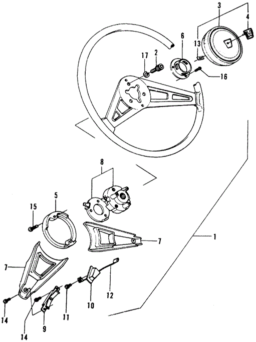 CHASSIS/STEERING WHEEL for 1973 Honda CIVIC 1200 COUPE #1