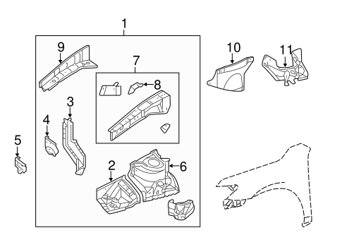 BODY/STRUCTURAL COMPONENTS & RAILS for 2011 Toyota Camry #3