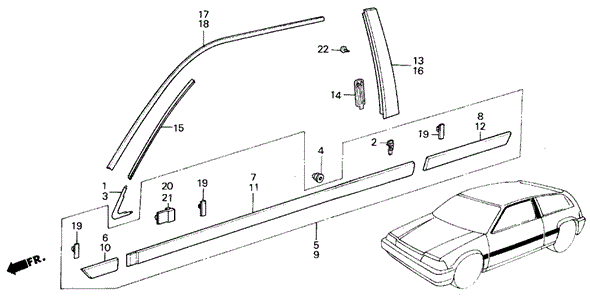 BODY / AIR CONDITIONING/SIDE PROTECTOR 3DR for 1985 Honda CIVIC HATCHBACK #1