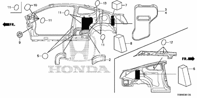 Grommet (Side) for 2012 Honda Civic #0