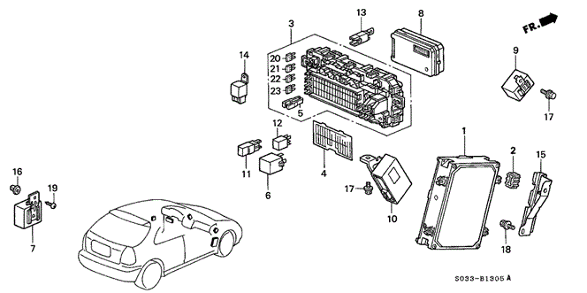 ELECTRICAL / EXHAUST / HEATER / FUEL/CONTROL UNIT (CABIN) for 1996 Honda CIVIC HATCHBACK #1