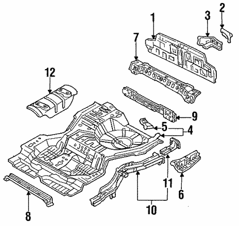 Rear Floor & Rails for 1993 Ford Probe #0