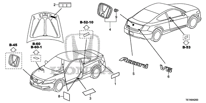 Interior/Bumper/Emblems - Caution Labels for 2012 Honda ACCORD COUPE #1