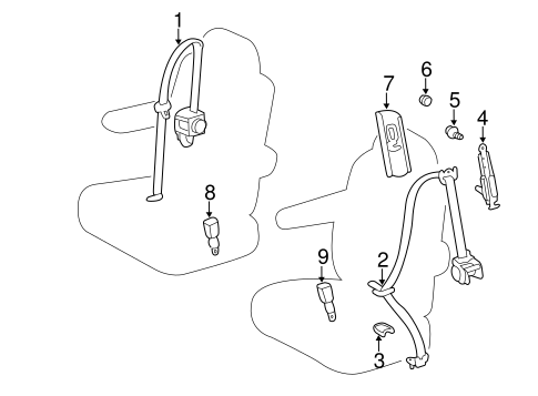 ELECTRICAL/SECOND ROW SEAT BELTS for 2014 Toyota Sienna #3