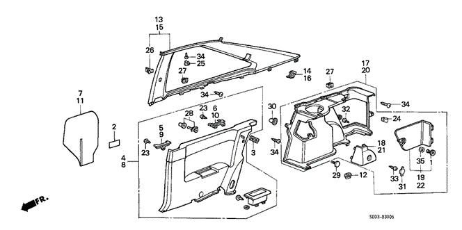 INTERIOR / BUMPER/SIDE LINING (3D) 3DR for 1988 Honda ACCORD HATCHBACK #1