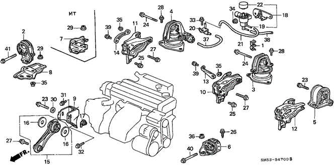 BODY / AIR CONDITIONING/ENGINE MOUNT for 1991 Honda ACCORD 5-DOOR #1
