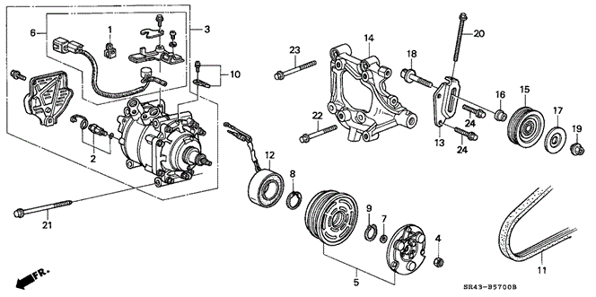 BODY / AIR CONDITIONING/A/C COMPRESSOR (SANDEN) (1) for 1992 Honda CIVIC SEDAN #2