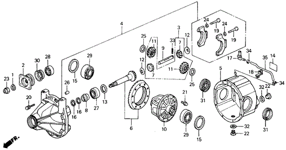 CHASSIS/REAR DIFFERENTIAL 4WD for 1990 Honda CIVIC 5-DOOR #1