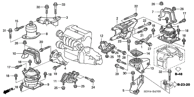 Body/Air Conditioning/Engine Mounts (L4) (MT) for 2003 Honda ACCORD COUPE #1
