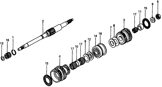 TRANSMISSION - HONDAMATIC/HMT MAINSHAFT for 1976 Honda CIVIC COUPE #1
