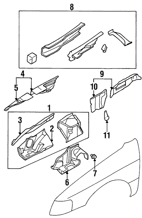 Structural Components & Rails for 1996 Nissan Sentra #0