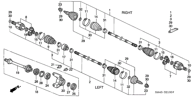 CHASSIS/DRIVESHAFT for 1993 Honda ACCORD SEDAN #1