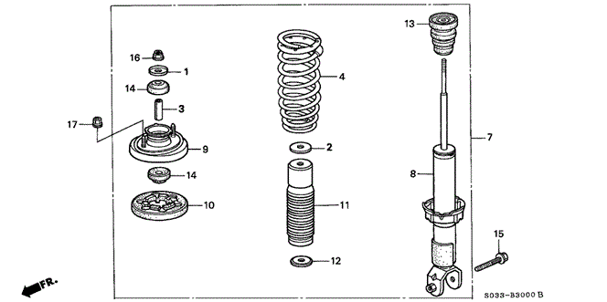 CHASSIS/REAR SHOCK ABSORBER for 1996 Honda CIVIC HATCHBACK #1