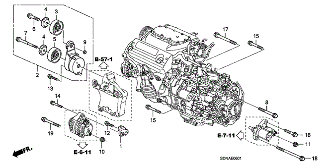 ENGINE/ALTERNATOR BRACKET (V6) for 2007 Honda ACCORD COUPE #1