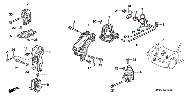 BODY / AIR CONDITIONING/ENGINE MOUNTS (AT) ('96,'97) for 1997 Honda ACCORD SEDAN #1