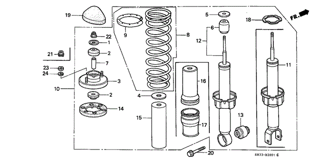 CHASSIS/REAR SHOCK ABSORBER for 1991 Honda CIVIC HATCHBACK #1