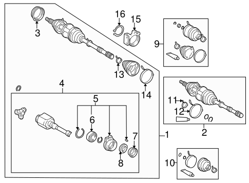 FRONT SUSPENSION/DRIVE AXLES for 1996 Toyota RAV4 #1