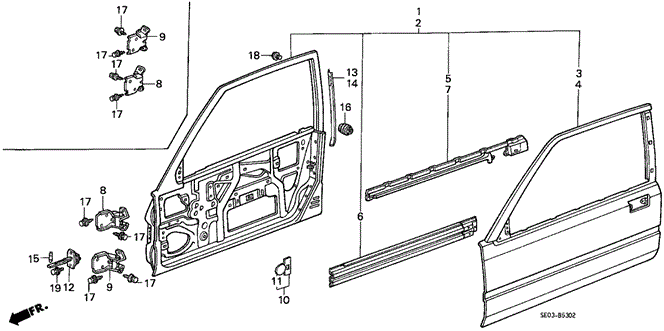 BODY / AIR CONDITIONING/DOOR PANELS (3D) 3DR for 1988 Honda ACCORD HATCHBACK #1
