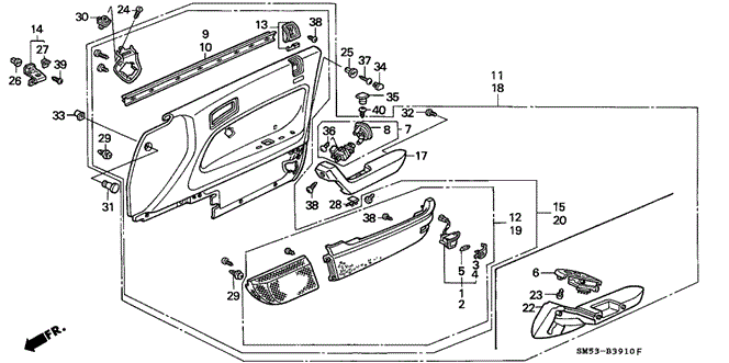 INTERIOR / BUMPER/FRONT DOOR LINING for 1993 Honda ACCORD 5-DOOR #1