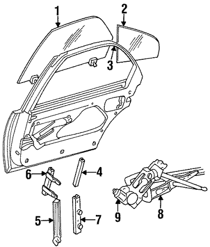 New Yorker GLASS - REAR DOOR