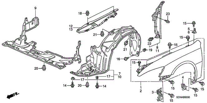 Body/Air Conditioning/Front Fenders for 2007 Honda ACCORD COUPE #1
