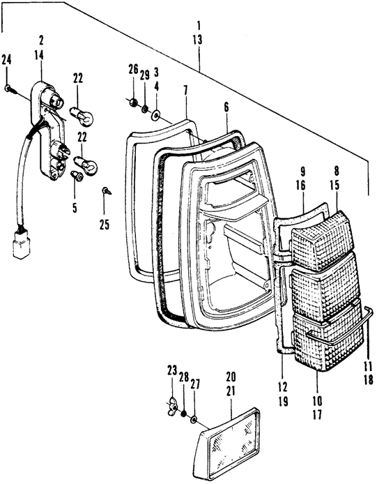ELECTRICAL / EXHAUST / HEATER / FUEL/REAR COMBINATION LIGHT for 1975 Honda CIVIC 1200 HATCHBACK #1
