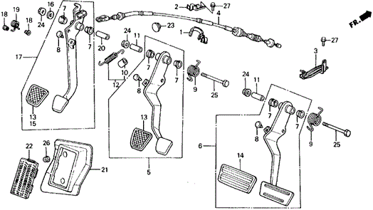 CHASSIS/BRAKE PEDAL - CLUTCH PEDAL for 1991 Honda CIVIC 5-DOOR #1