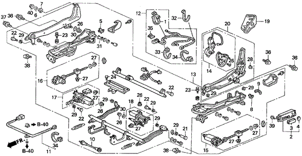 INTERIOR / BUMPER/FRONT SEAT COMPONENTS (L.) (6WAY POWER SEAT) for 1995 Honda ACCORD SEDAN #1