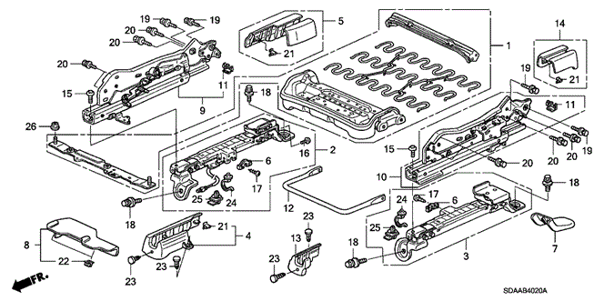 INTERIOR / BUMPER/FRONT SEAT COMPONENTS (R.) (MANUAL SEAT) (1) for 2007 Honda ACCORD SEDAN #1