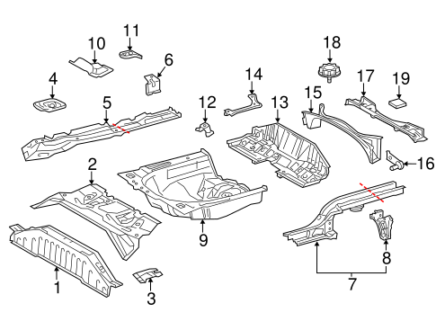 BODY/REAR FLOOR & RAILS for 2013 Toyota Yaris #1