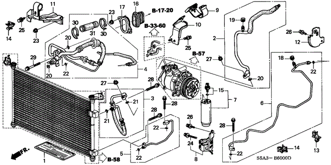 BODY / AIR CONDITIONING/A/C HOSES - PIPES for 2001 Honda CIVIC SEDAN #1