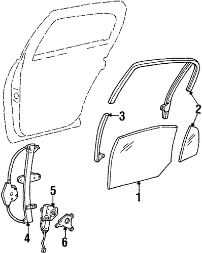 Town Car GLASS - REAR DOOR