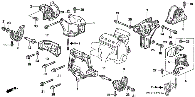 BODY / AIR CONDITIONING/MT ENGINE MOUNT for 1996 Honda CIVIC HATCHBACK #1