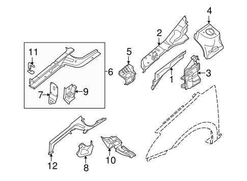 Structural Components & Rails for 2010 Nissan Sentra #0