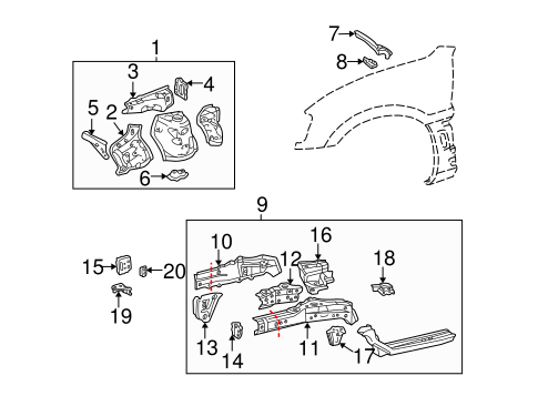 BODY/STRUCTURAL COMPONENTS & RAILS for 2004 Toyota RAV4 #1