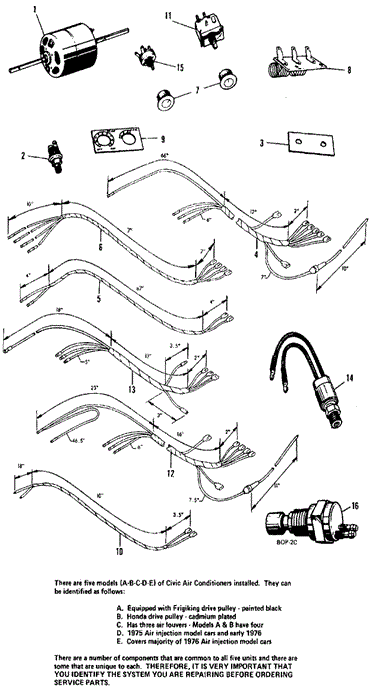 BODY / AIR CONDITIONING/A/C ELECTRICAL for 1973 Honda CIVIC 1200 COUPE #1
