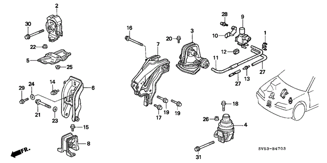 BODY / AIR CONDITIONING/ENGINE MOUNT (4) for 1997 Honda ACCORD 5-DOOR #1