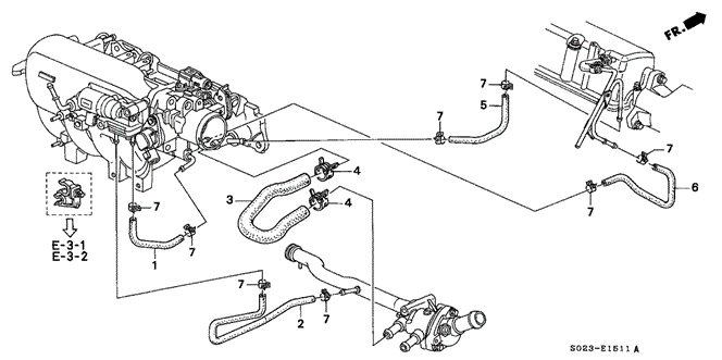 ENGINE/WATER HOSE (VTEC) (MT) for 1996 Honda CIVIC COUPE #1